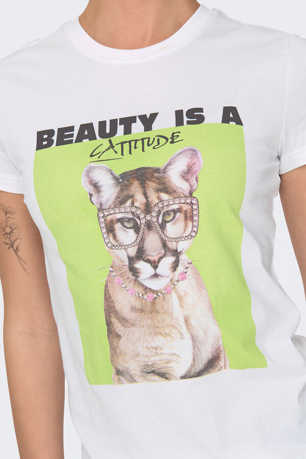 Only Camiseta de manga corta con dibujo frontal amarillo