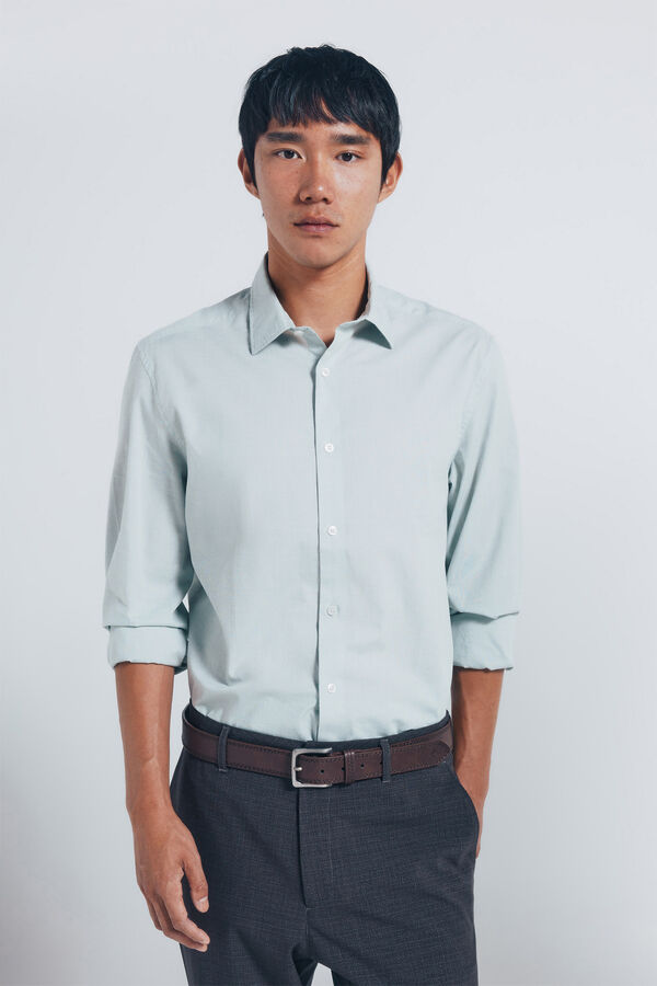 Springfield Camisa de algod&atilde;o com debrum bege