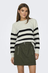 Only Camisola &agrave;s riscas branco