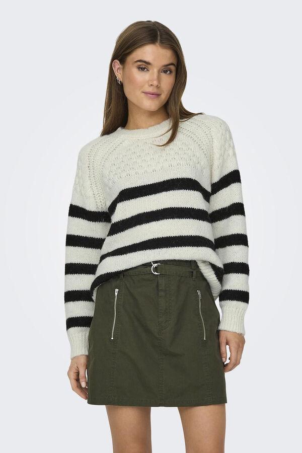 Only Camisola &agrave;s riscas branco