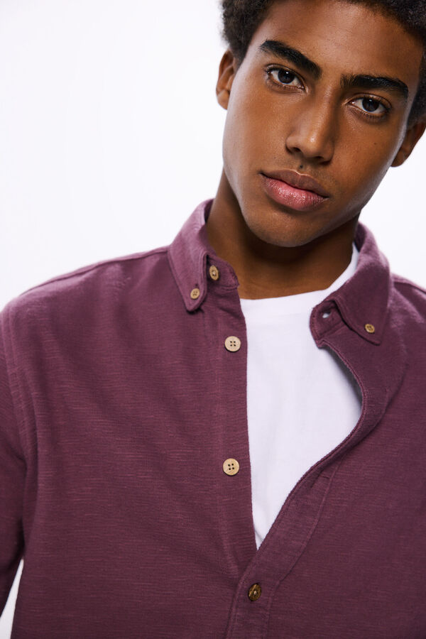 Springfield Camisa punto r&uacute;stico burdeos