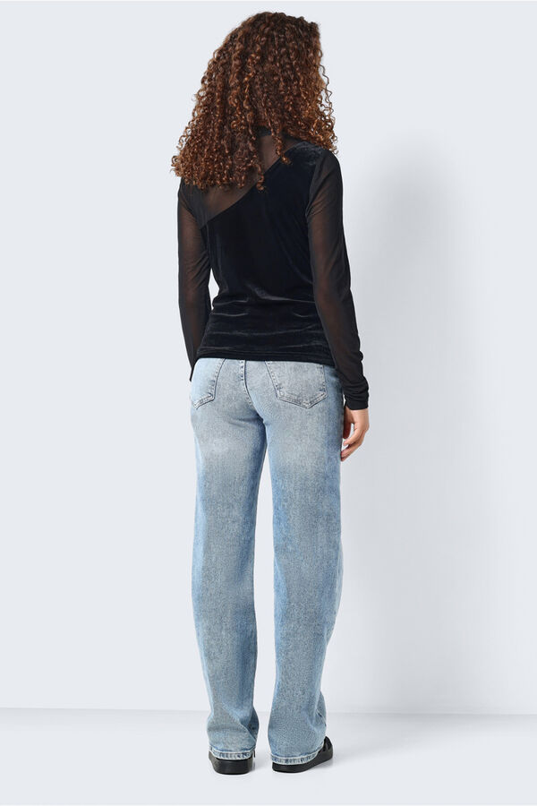 Noisy May Top com transpar&ecirc;ncias preto