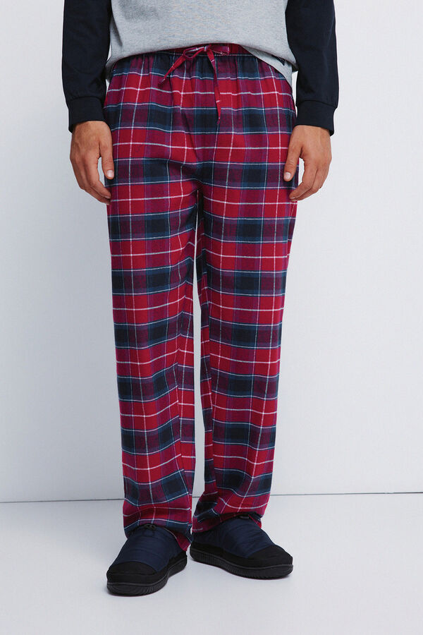 Springfield Pijama largo pantal&oacute;n cuadros azul
