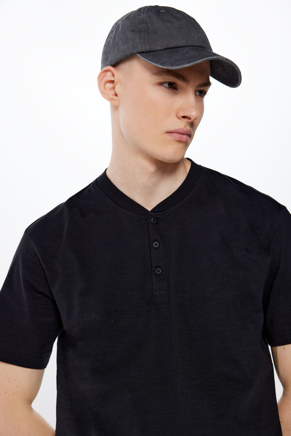 Springfield Camiseta cuello panadero negro