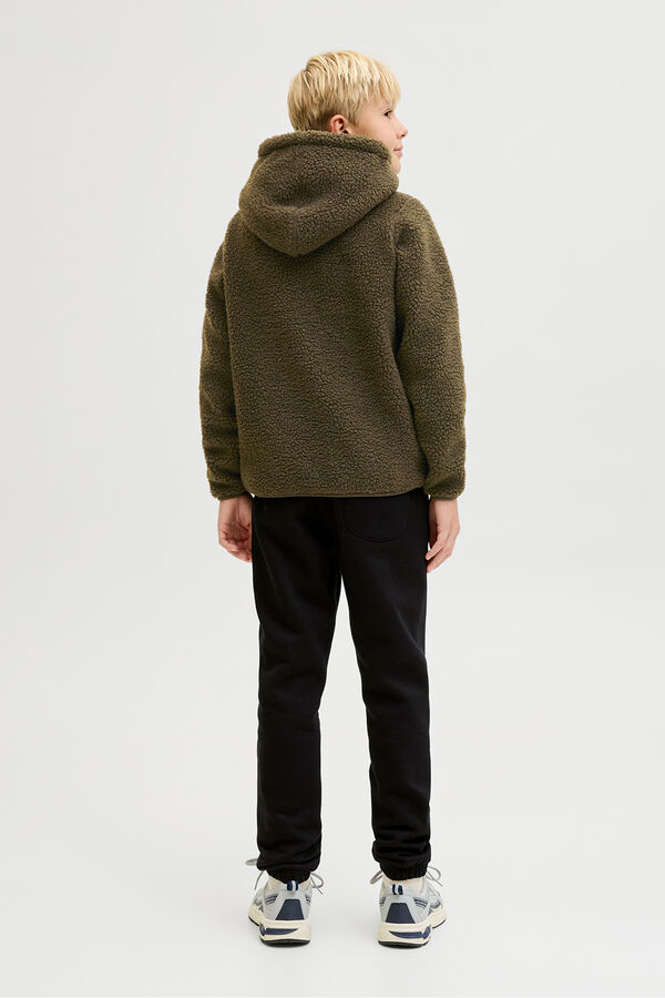 Jack & Jones Junior Sudadera Teddy con capucha verde