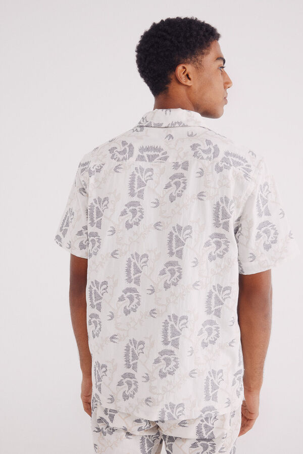 Springfield Camisa de manga curta bordada com flores branco