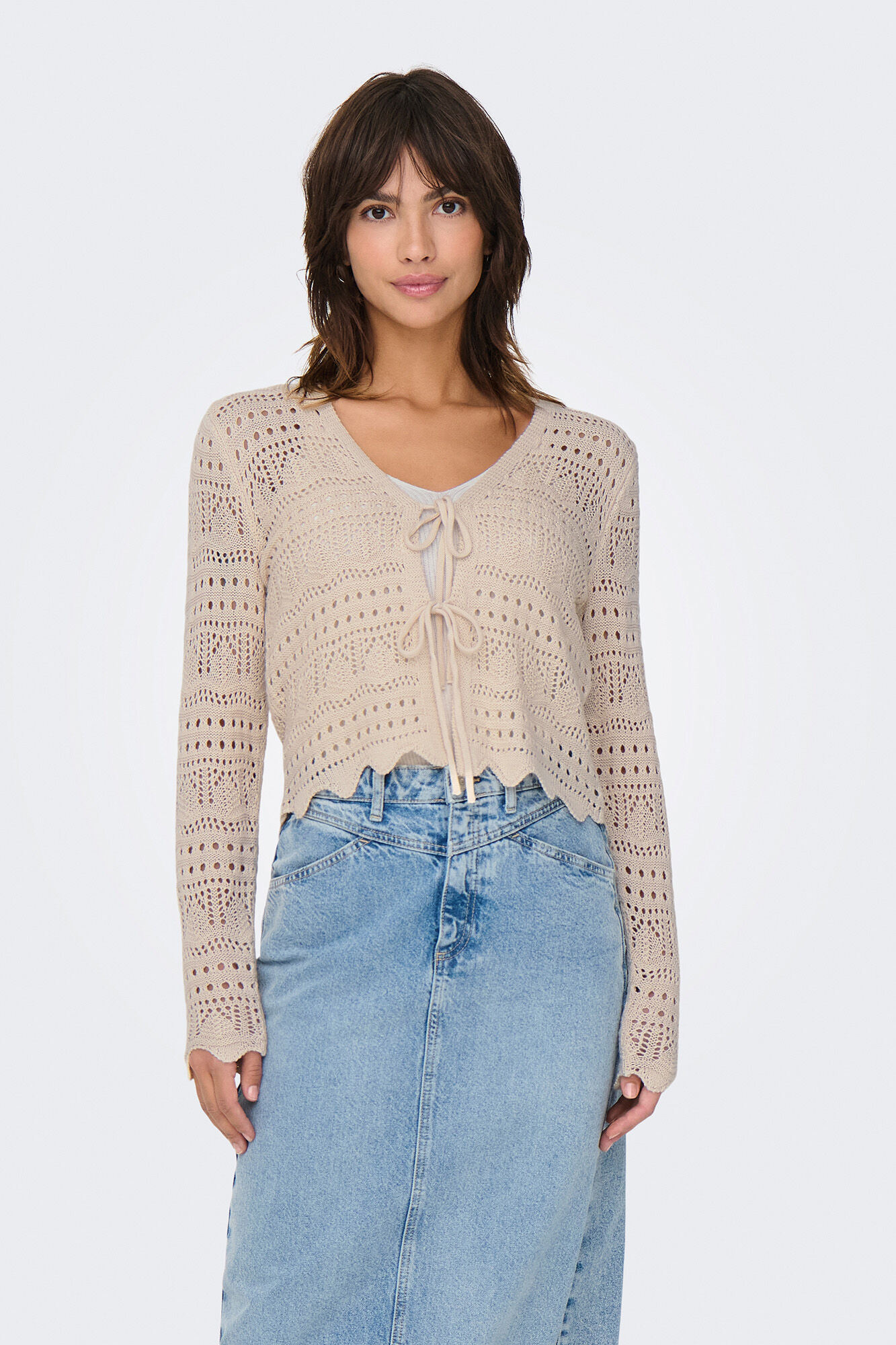 JDY Cardigan curto de crochet