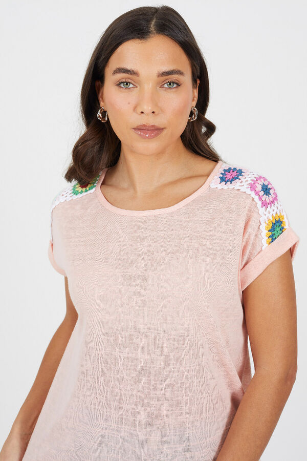 Brave Soul T-shirt de manga curta e crochet borgonha