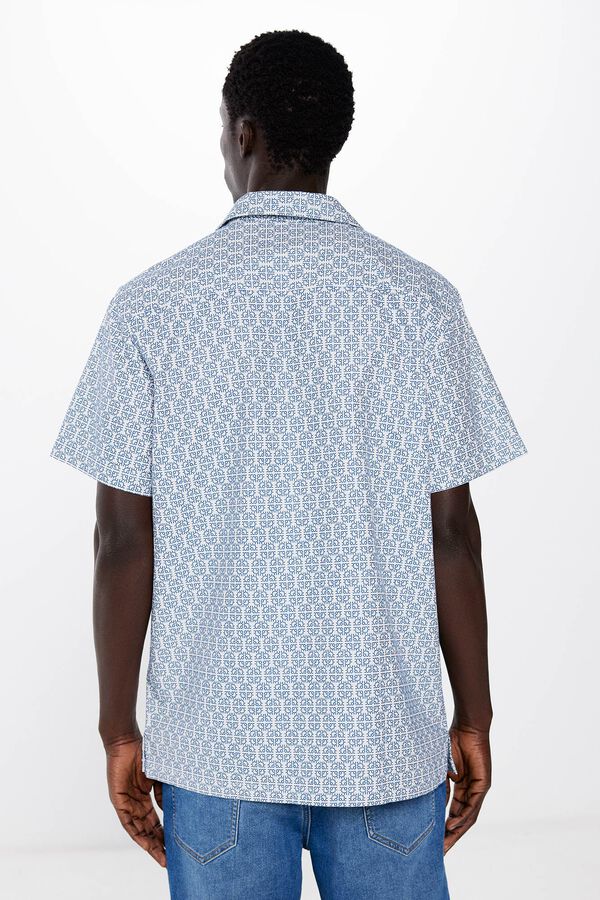 Springfield Camisa manga corta jacquard bordado azul