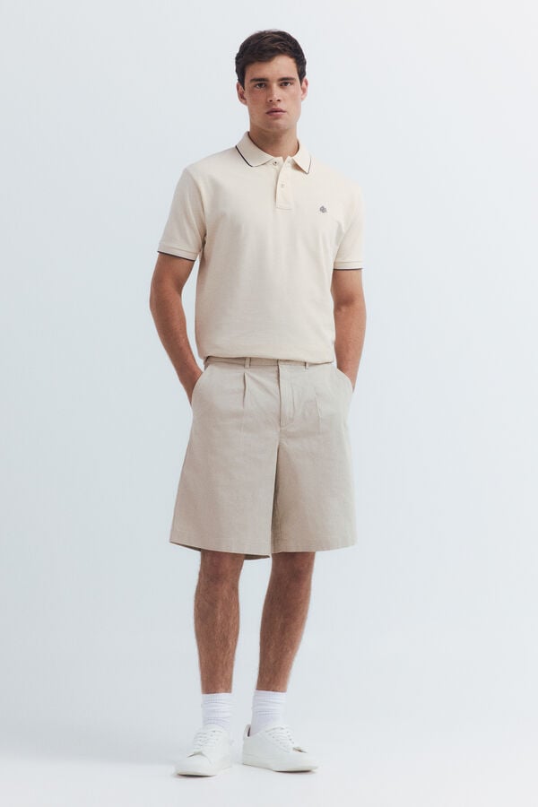 Springfield Polo piqu&eacute; fantas&iacute;a cuello tipping regular fit beige