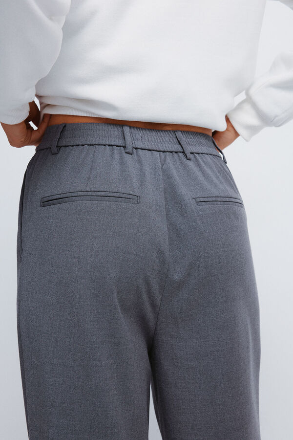 Springfield Pantalones pinzas goma cintura gris