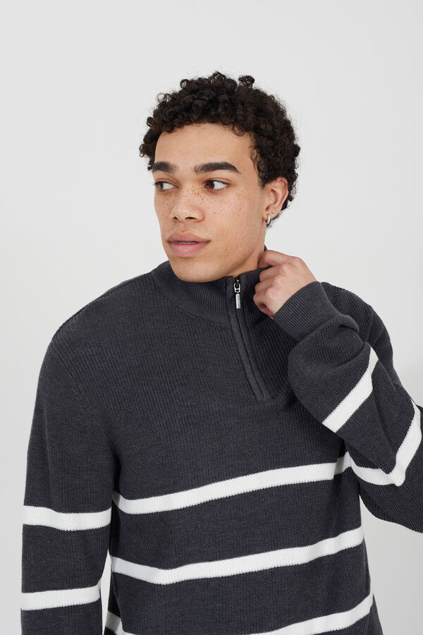 Brave Soul Camisola de malha às riscas cinzento