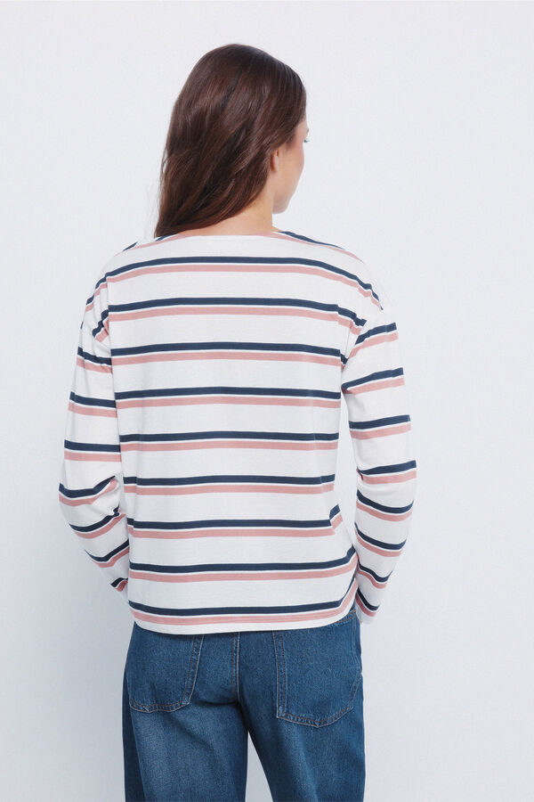 Springfield Camiseta rayas botones hombro marr&oacute;n