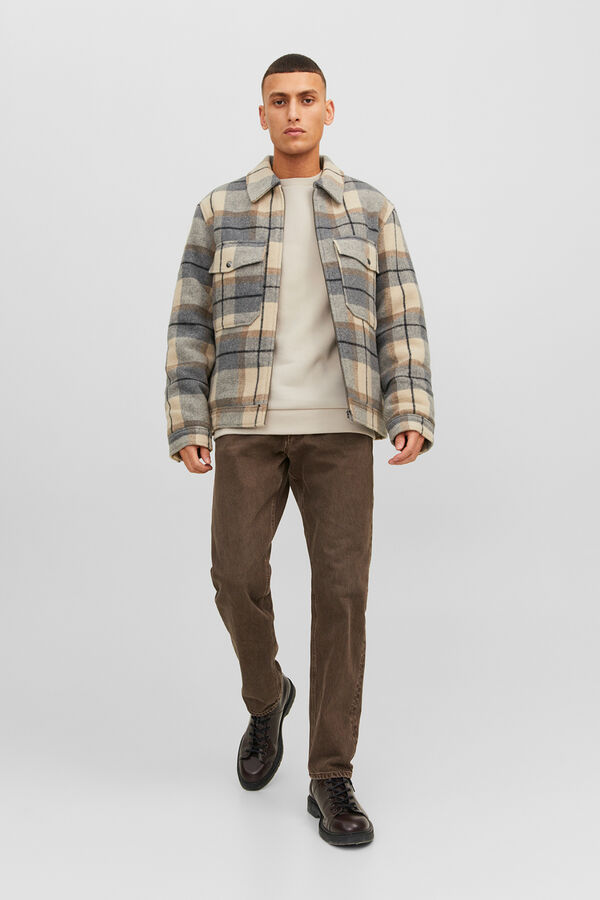 Jack & Jones Sweatshirt b&aacute;sico com gola redonda cinzento