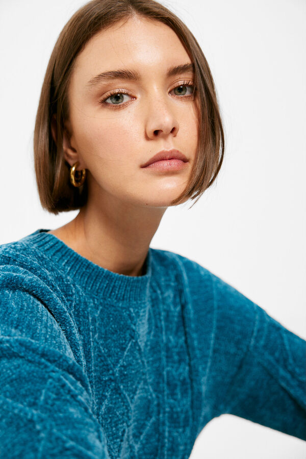 Springfield Camisola Chenille Cable Knit azul