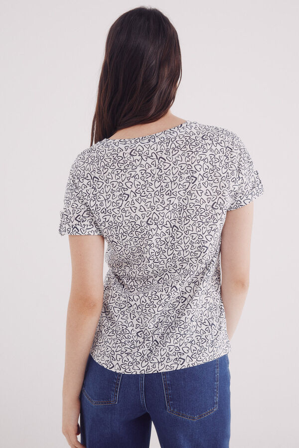 Springfield Camiseta manga vuelta trabilla estampada blanco