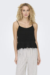 Only Camiseta tirantes crochet negro
