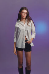 Springfield Blusa oversized de popelina branco