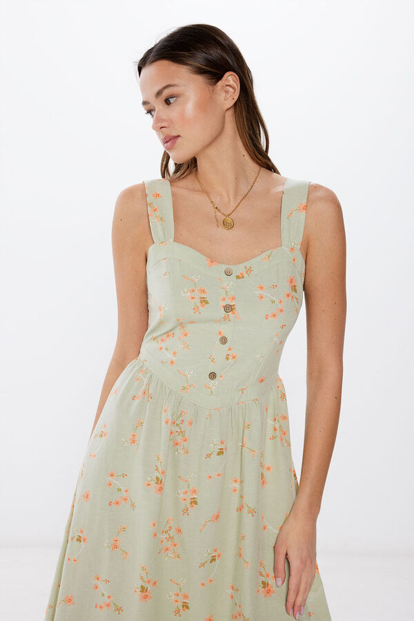 Springfield Vestido midi corpete verde