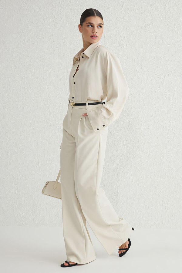 Trendyol Pantalones Palazzo plisados gris