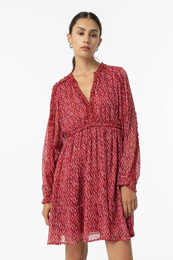 Tiffosi Vestido Estampado Plumeti rojo