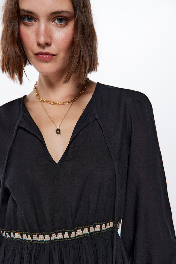 Springfield Vestido Midi Bordados negro