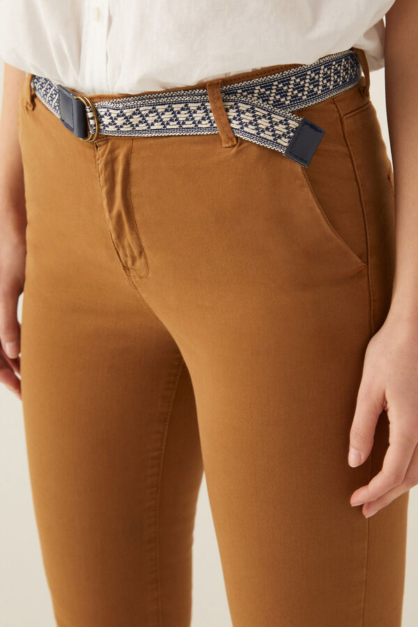 Springfield Pantalón chino cinturón marrón claro