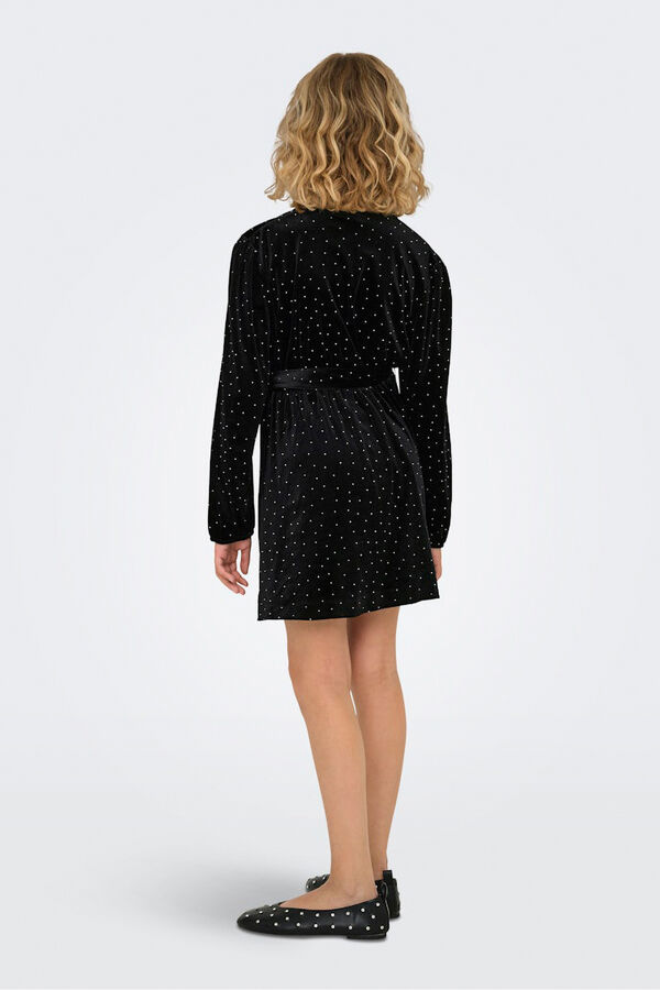 Only Girls Vestido curto com brilhantes preto
