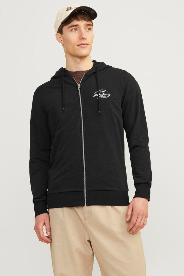 Jack & Jones Sweatshirt com capuz padr&atilde;o preto