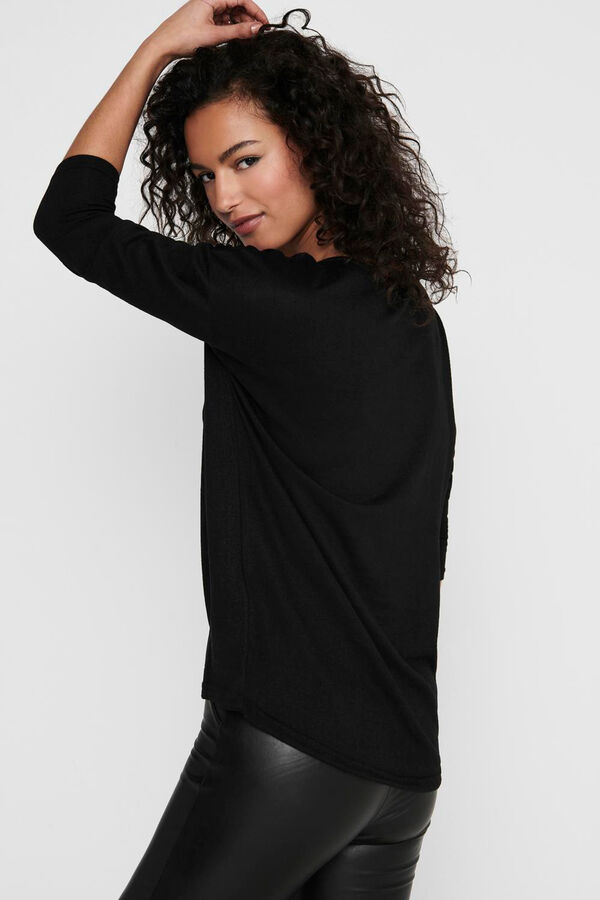 Only Camiseta fluida de manga meia  preto