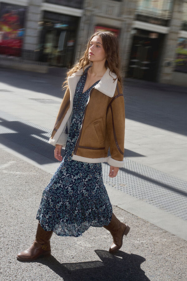 Springfield Cazadora doble faz contraste marr&oacute;n