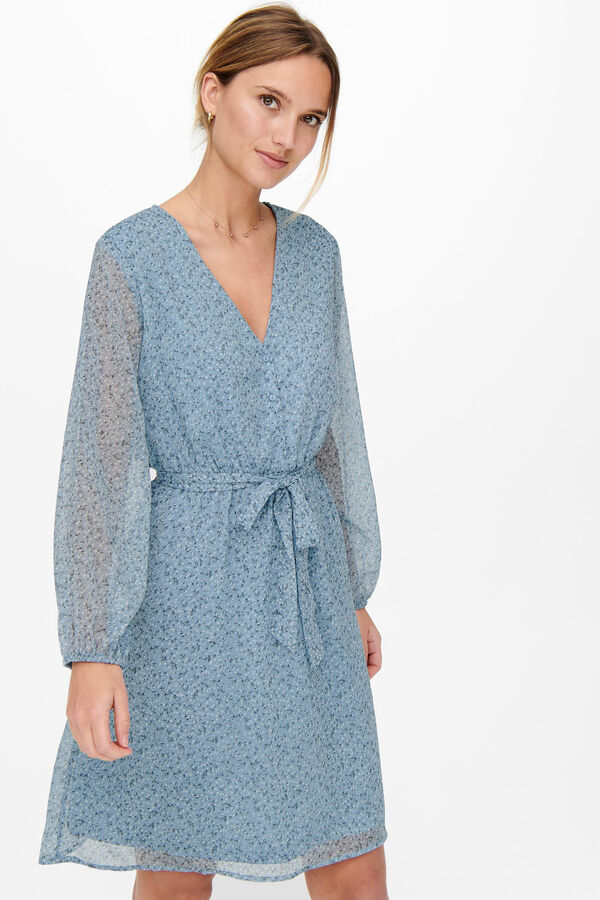 Only Vestido curto de gaze azul