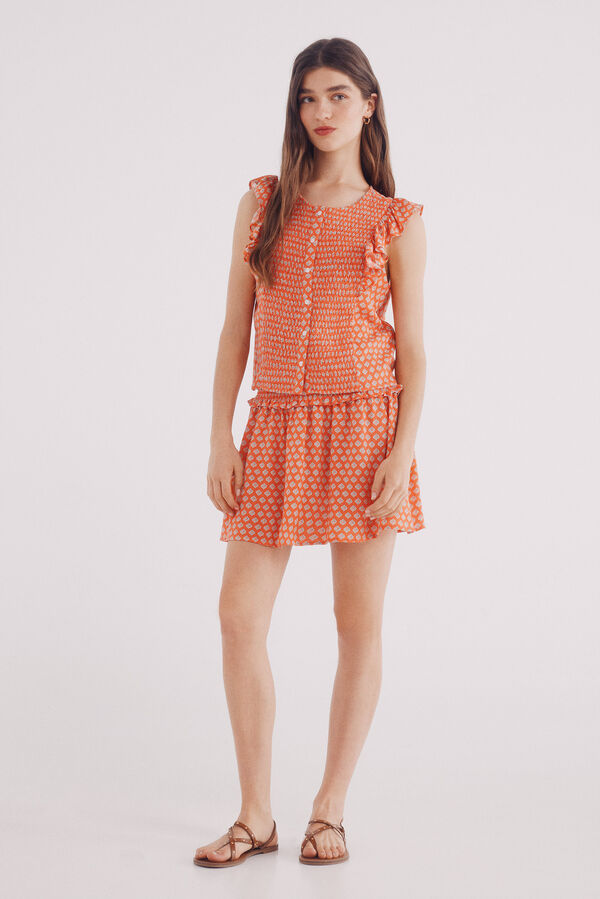 Springfield Blusa nido de abeja botones azul