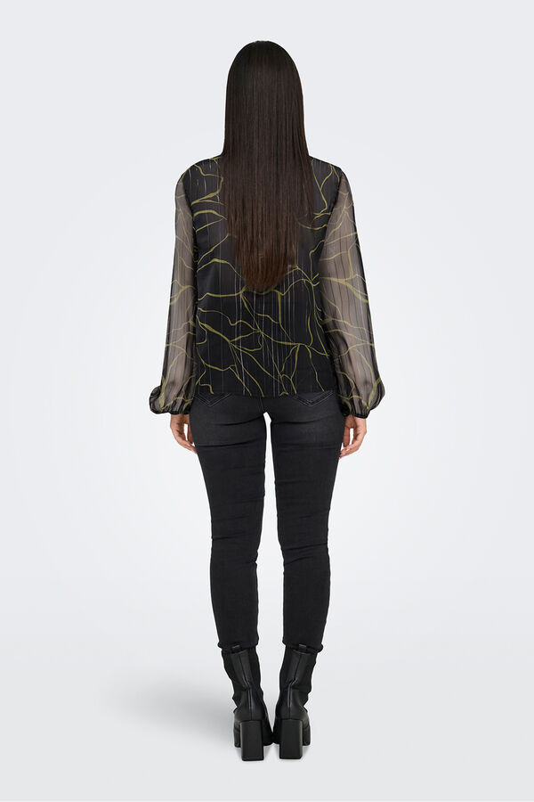 JDY Blusa manga larga lurex negro