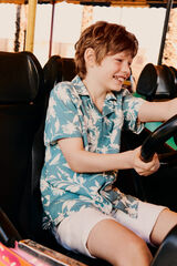 Springfield Kids Camisa de flores para menino azul