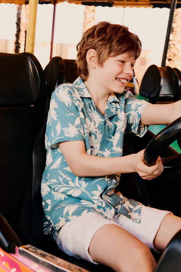 Springfield Kids Camisa de flores para menino azul