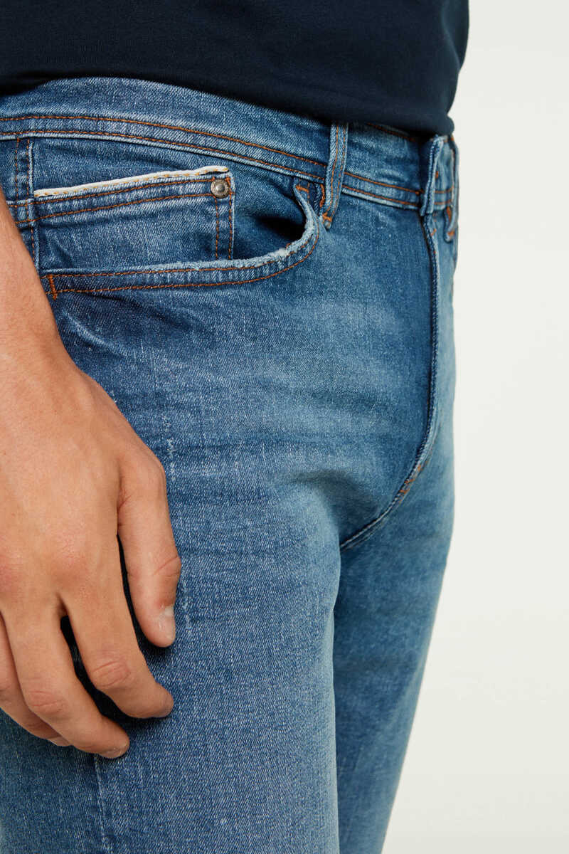 Springfield Jeans slim lavagem média azul aço