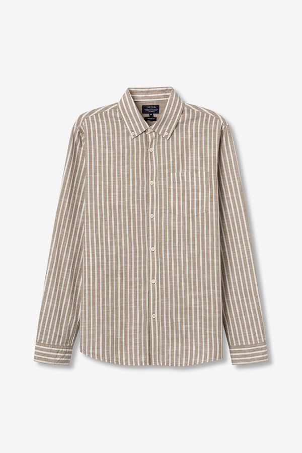 Tiffosi Camisa rayas blancas beige