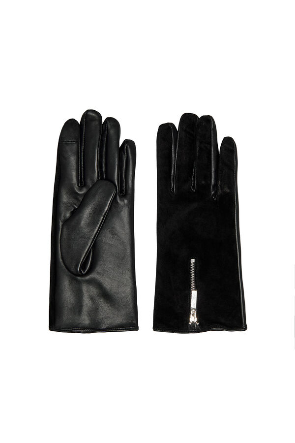 Guantes de cuero negro para mujer, guantes de piel de cabra