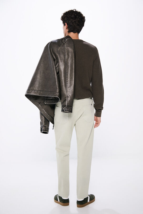 Springfield Calça slim fit lavada colorida bege