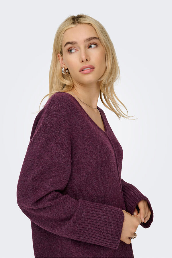 Only camisola com gola em V estampado