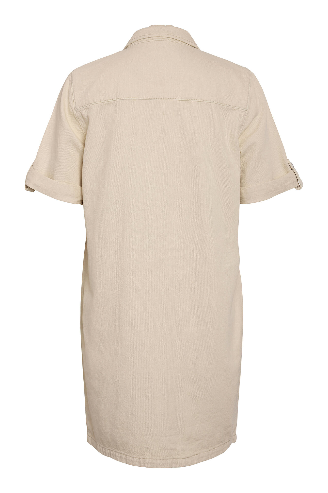 Noisy May Vestido vaquero corto de manga corta con abotonado frontal y bolsillos.