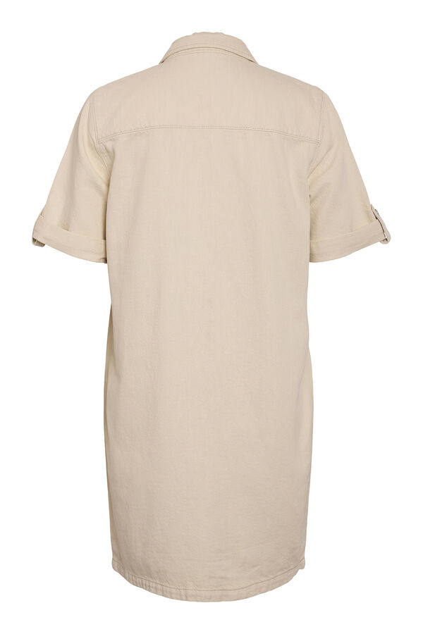 Noisy May Vestido jeans de manga curta curta com abotoamento frontal e bolsos. cinzento