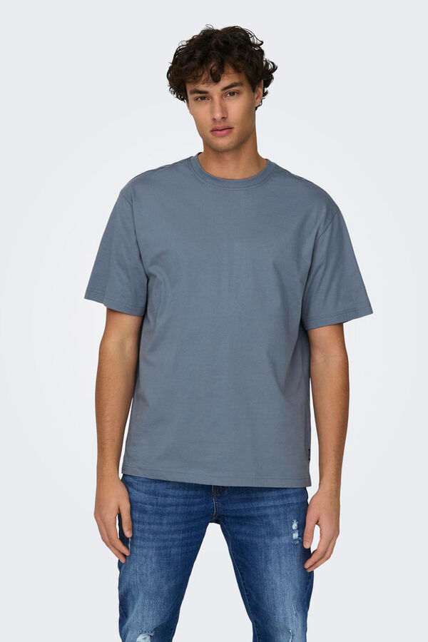 Only & Sons T-shirt manga curta corte folgado azul