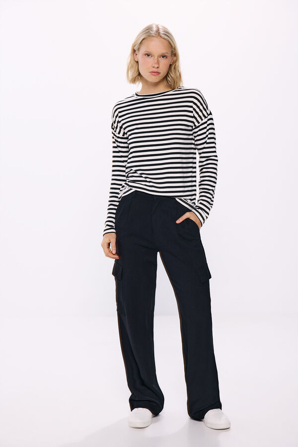 Springfield Camiseta rayas negro