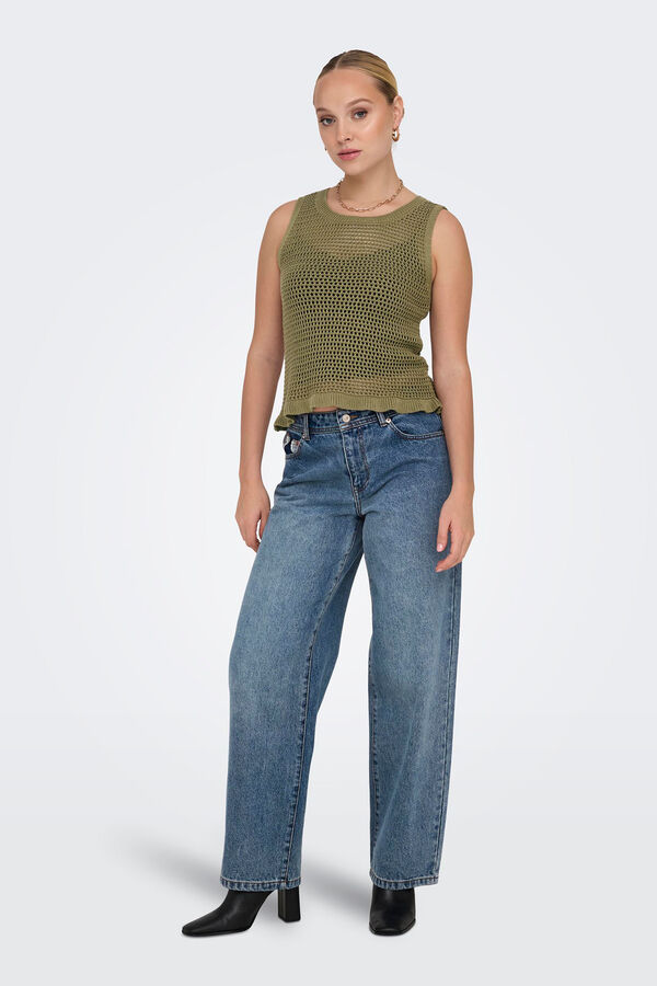 JDY Top de malha rendilhada verde