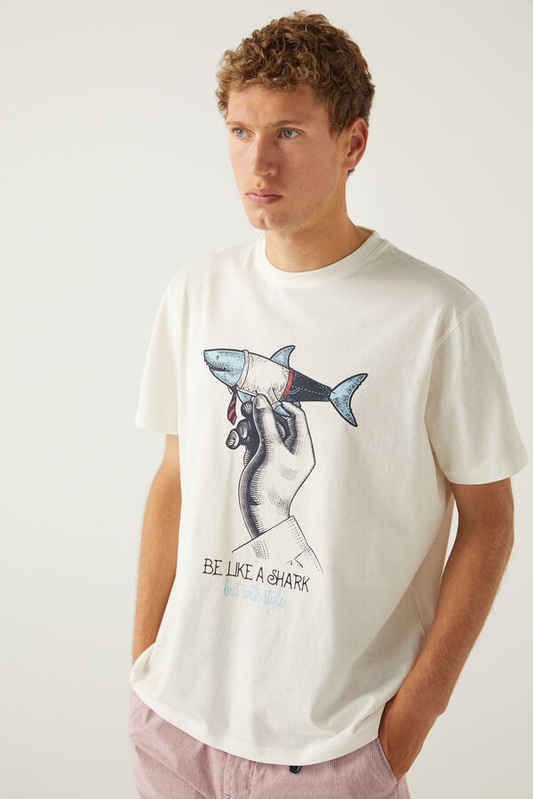 Springfield Camiseta tiburón marfil