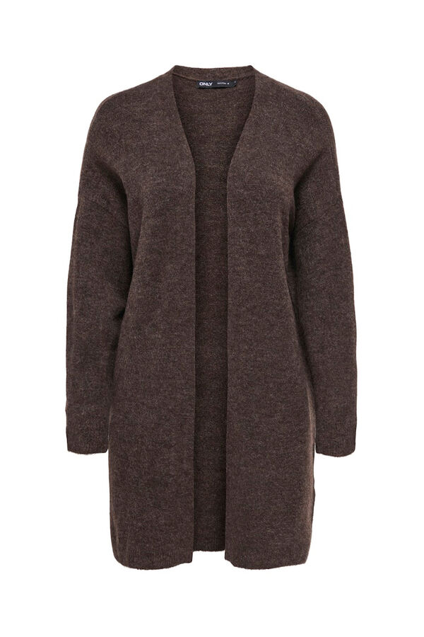 Only Casaco de malha midi aberto cru