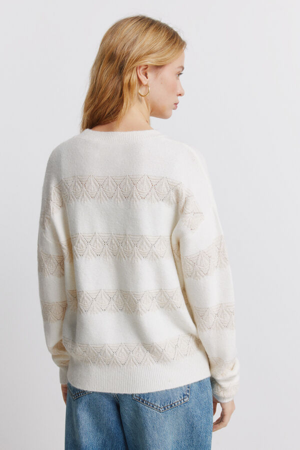 Springfield Jersey pointelle rayas lurex beige