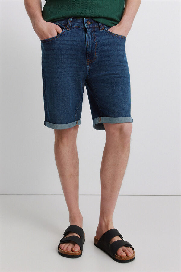 Springfield Bermuda vaquera b&aacute;sica lavado oscuro slim fit azul